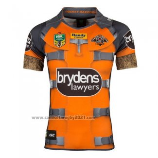 Camiseta Wests Tigers Rocket Raccoon Marvel Rugby 2017 Gris Naranja